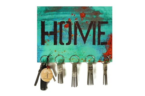 Schlüsselbrett „Home Stencil“ / Schlüsselbretter als Geburtstagsgeschenk, Schlüsselhalter, Einzugsgeschenk oder zu Weihnachten/personalisierte Geschenke / 15x20cm mit 5 Magneten von magnetPOK