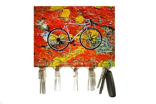Schlüsselbrett magnetisch „Fahrrad Wand“ / Geschenkidee als Geburtstagsgeschenk, Fotogeschenk, Einzugsgeschenk oder zu Weihnachten/personalisierte Geschenke / 15x20cm mit 5 Magneten von magnetPOK