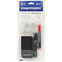 Starterset Whiteboard ® 1 Tafellöscher (magnethaftend) blau 1 Whiteboardmarker rot 1 Whiteboardmarker schwarz 4 Magnete discofix standard grau d. 30 von magnetoplan