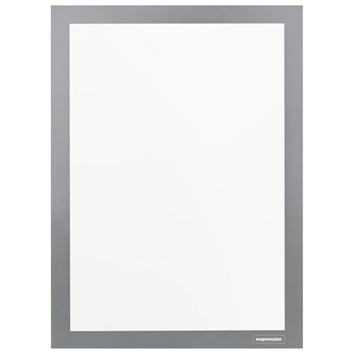 magnetoplan magnetofix Info-Rahmen 2 Stück, Grau | Format: A4 | Selbstklebender Magnet Bilderrahmen für Aushänge, Bilder und Dokumente von magnetoplan