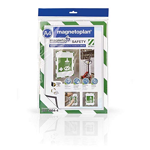 magnetoplan 1131345 Magnetofix Safety Magnetrahmen 5 Stk. A3 grün-weiß von magnetoplan