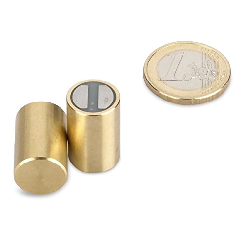 magnets4you Stabgreifer Magnet Ø 13 x 20 mm Messinggreifer mit Passung: h6 | Haftkraft: 6,1kg | Samarium-Cobalt-Magnet (SmCo) Toleranz h6 max. Temperatur 200°C anisotrop von magnets4you