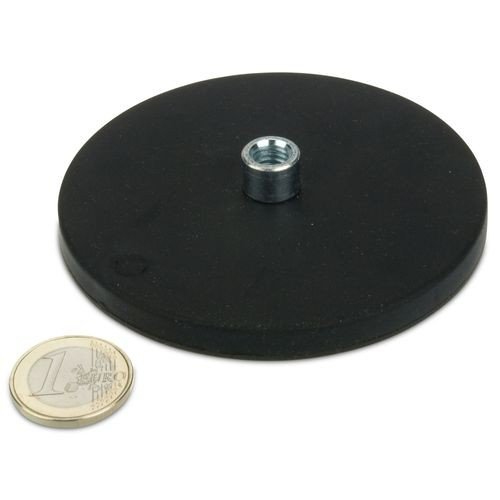 magnets4you Starkes Magnetsystem Neodym Ø 88 mm gummiert mit Buchse M8 hält 55 kg, starker Halt durch Neodym-Magnete und kein Verkratzen durch Gummierung von magnets4you