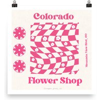 Pink Colorado Kunst Mit Blumen, Bilder Für Mädchen, Flower Power, Denver Zeichnung Wand, Wandkunst, Nicht Gerahmt, Disco, Blumenladen von magsgroovyart