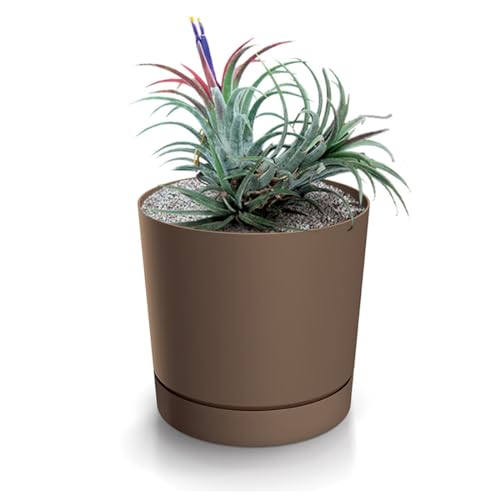 magubo Blumentopf mit Untersetzer, Übertöpfe für Zimmerpflanzen, Pflanzkübel, Übertopf Groß, 40 cm Durchmesser, Elegantes Design für Innen- und Außenbereich (Braun, 400) von magubo