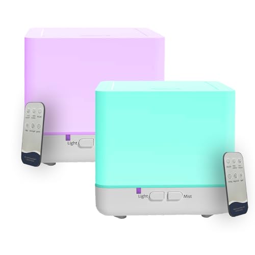 Maiborna 300 ml ätherisches Öl Diffusor x2er Set Weiß Süßer Luftbefeuchter mit Cool Mist, Auto Off, 7-Colors Night Lignts 3 in 1 Tragbarer Aroma-Diffusor für Schlafzimmer (YK) von Maiborna