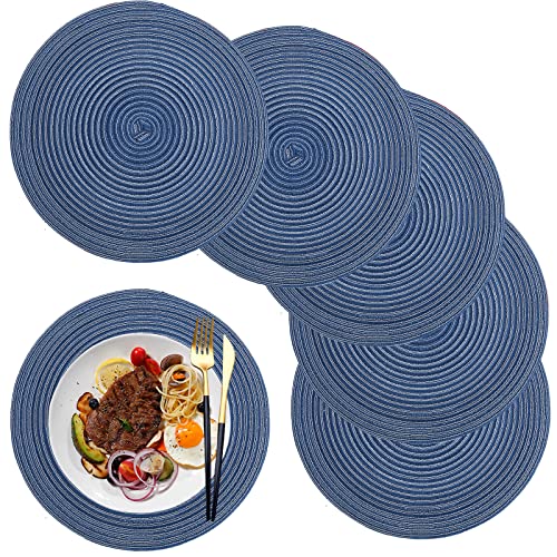 maifey Tischset/Platzset,tischsets abwaschbar abwischbar Rund Baumwolle Platzsets,6 Stück, 36cm, für Küche Speisetisch, Party Dekor(Blau) von maifey