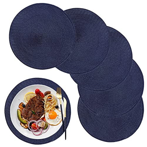 maifey Tischset Rund Platzset Abwaschbar Hitzebeständig Platzdeckchen für Geburtstags, Party, Hochzeit, Weihnachten(blau, 32cm) von maifey