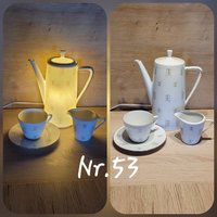 Beleuchtetes Kaffeekannen Set , Kaffekannenlampe Besondere Lampe, Küchenlampe, Lampe, Beistell Leuchte, Tischleuchte, Einzelstück von maikelhandmade