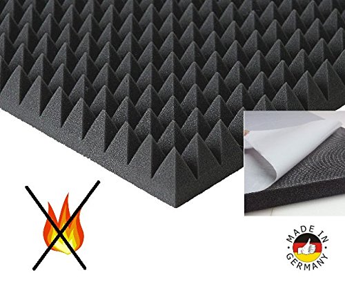 Pyramiden -Schaumstoff SELBSTKLEBEND- Flammhemend MVSS302 Schallschutz-Schaumstoff Noppenschaum (Mit Selbstklebend, ca. 50x50x5cm) von Mail2Mail