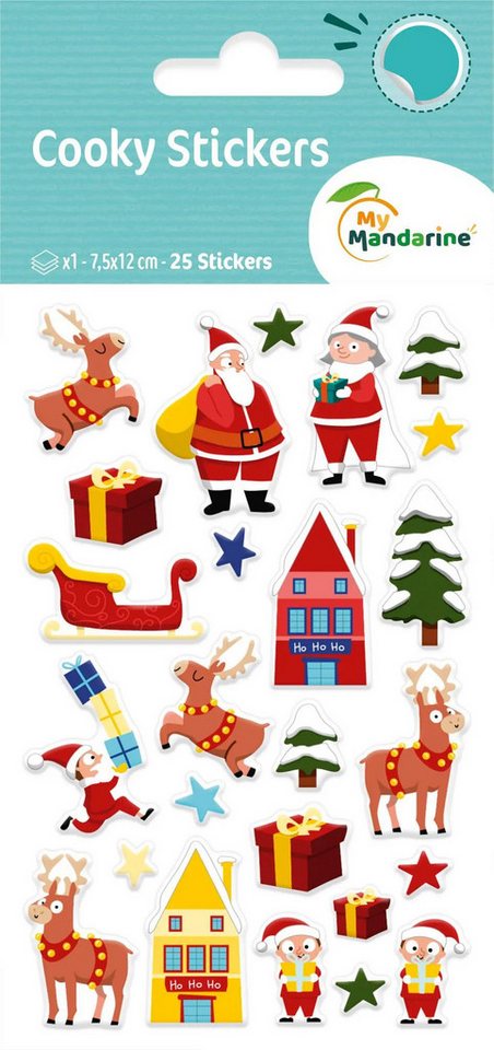 maildor Sticker 10x Cooky, 1 Stickerbogen 7,5x12cm, Weihnachten - Mehrfarbig CY159C, My Mandarine von maildor