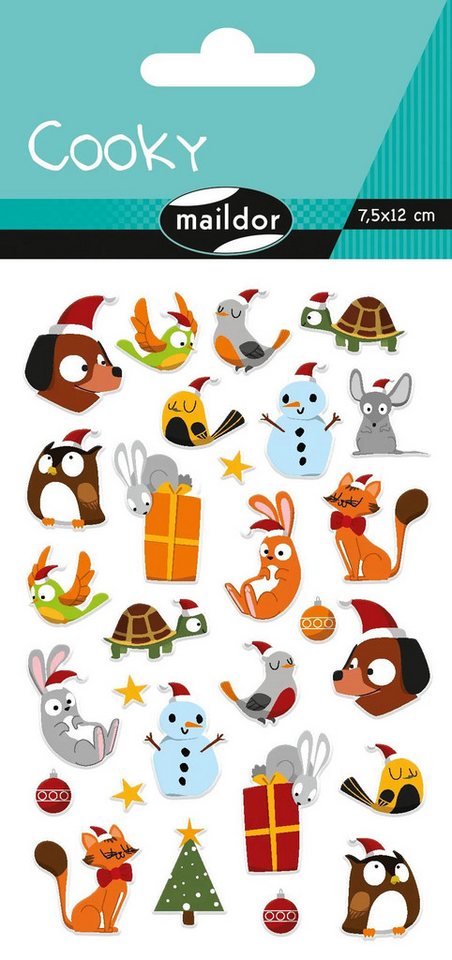 maildor Sticker 10x Cooky, 1 Stickerbogen 7,5x12cm Tiere Weihnachten Mehrfarbig CY147C, My Mandarine von maildor