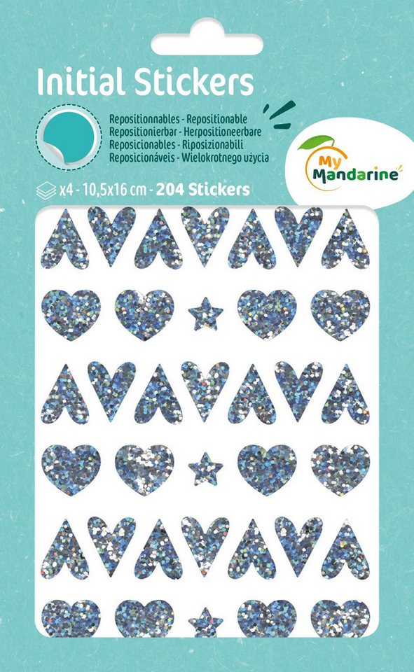maildor Sticker 10x Pack. 4 Stickerbogen 10,5x16 cm 204 Sticker - Silber AE217C, My Mandarine von maildor