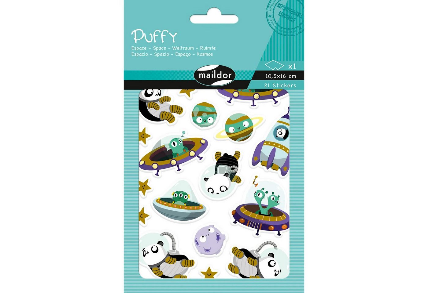 maildor Sticker 10x Puffy, 1 Stickerbogen 10,5x16cm, Weltraum - Mehrfarbig AE234C, My Mandarine maildor Sticker 10x Puffy, 1 Stickerbogen 10,5x16cm, Weltraum - Mehrfarbig AE234C, My Mandarine von maildor