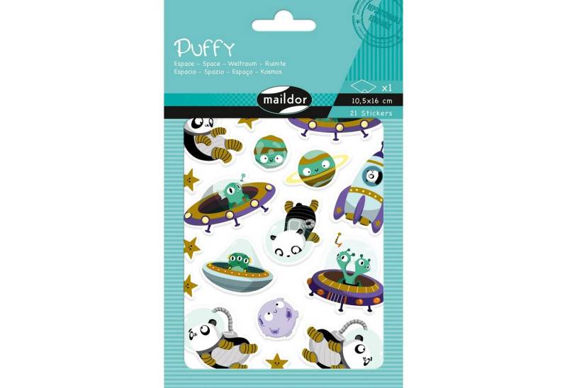 maildor Sticker 10x Puffy, 1 Stickerbogen 10,5x16cm, Weltraum - Mehrfarbig AE234C, My Mandarine von maildor