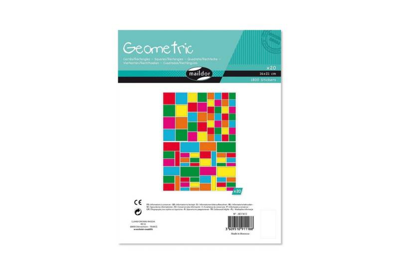 maildor Sticker Geometrisch 20 Stickerbogen 16x21cm Quadrate/Rechtecke Sortiert AE118O, My Mandarine von maildor