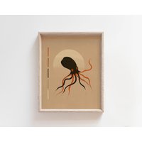 Oktopus Kunstdruck Original Kunstwerk Mid Century Modern Inspiriert Japanisch Ozean Wand Kunst Nautisch Minimalist Wohnkultur von mailelani