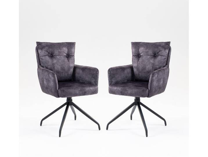 2er-Set Drehstuhl Esszimmerstuhl 'Allegro' Stoff schwarz & Metall schwarz 2er-Set Drehstuhl Esszimmerstuhl 'Allegro' Stoff schwarz & Metall schwarz von main-möbel