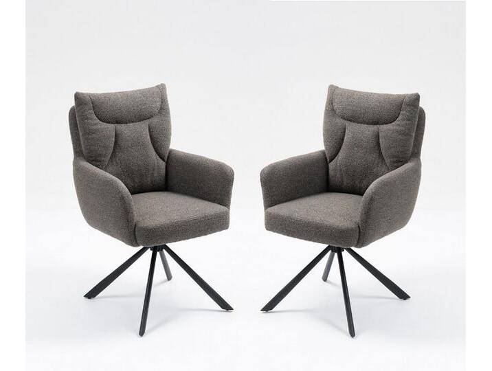 2er-Set Drehstuhl Esszimmerstuhl 'Donald' Stoff braun & Metall schwarz 2er-Set Drehstuhl Esszimmerstuhl 'Donald' Stoff braun & Metall schwarz von main-möbel