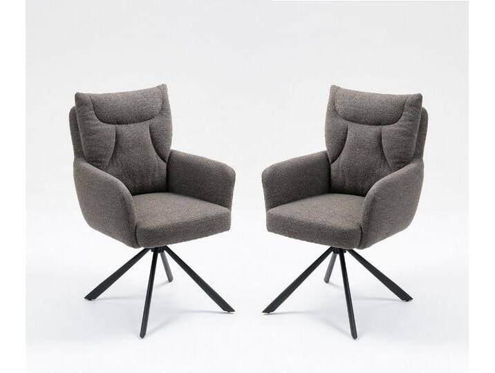 2er-Set Drehstuhl Esszimmerstuhl 'Donald' Stoff braun & Metall schwarz von main-möbel