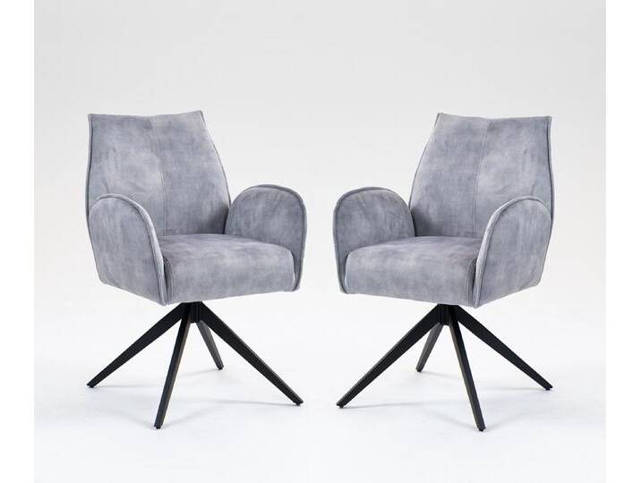 2er-Set Drehstuhl Esszimmerstuhl 'Filo' Stoff grau & Metall schwarz 2er-Set Drehstuhl Esszimmerstuhl 'Filo' Stoff grau & Metall schwarz von main-möbel