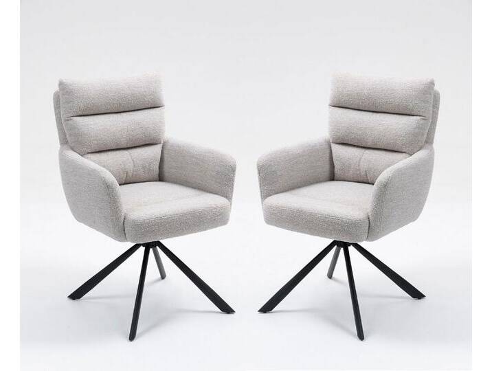 2er-Set Drehstuhl Esszimmerstuhl 'Kamala' Stoff taupe & Metall schwarz 2er-Set Drehstuhl Esszimmerstuhl 'Kamala' Stoff taupe & Metall schwarz von main-möbel