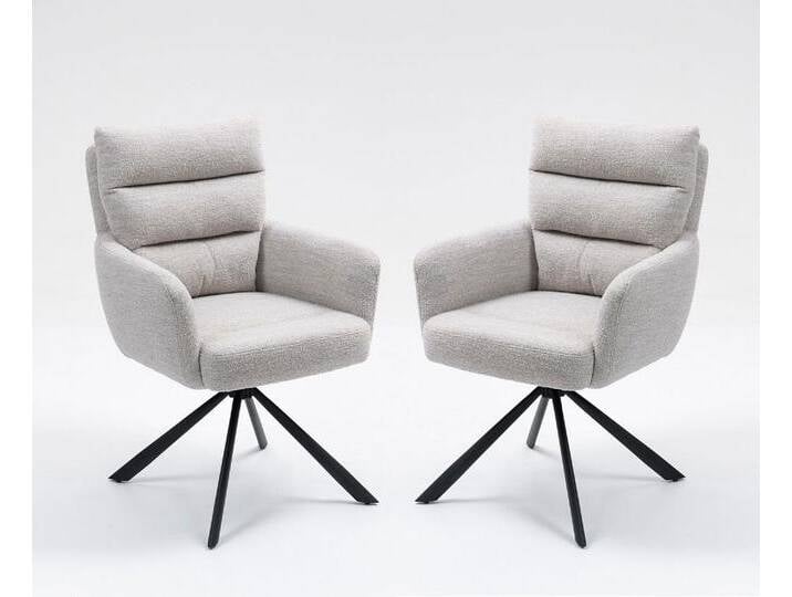 2er-Set Drehstuhl Esszimmerstuhl 'Kamala' Stoff taupe & Metall schwarz von main-möbel