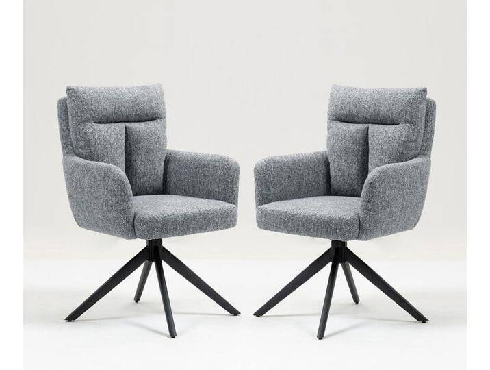 2er-Set Drehstuhl Esszimmerstuhl 'Susan' Stoff grau & Metall schwarz 2er-Set Drehstuhl Esszimmerstuhl 'Susan' Stoff grau & Metall schwarz von main-möbel