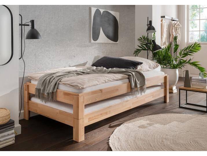 2er-Set Stapelbett 90x200cm 'Dubi' Buche massiv natur geölt 2er-Set Stapelbett 90x200cm 'Dubi' Buche massiv natur geölt von main-möbel