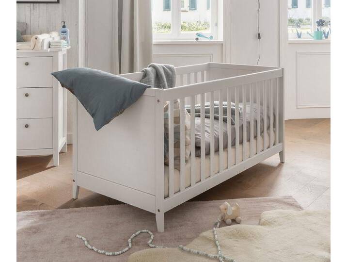 Babybett 'Maja' Kiefer massiv weiß lackiert von main-möbel