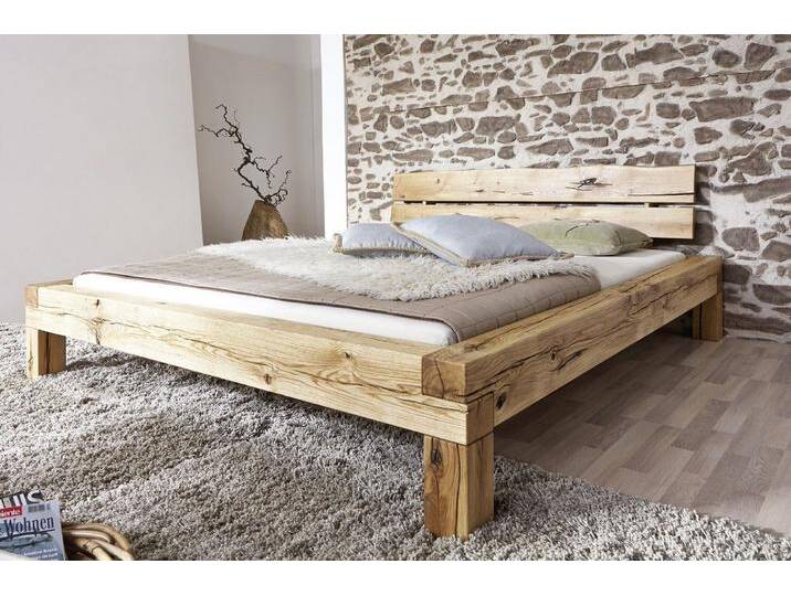 Balkenbett 'Manuel' 200x200cm Wildeiche massiv BE-0405 von main-möbel