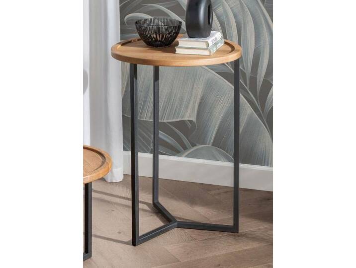 Beistelltisch 50x70cm 'Lissabon' Wildeiche Metall schwarz von main-möbel