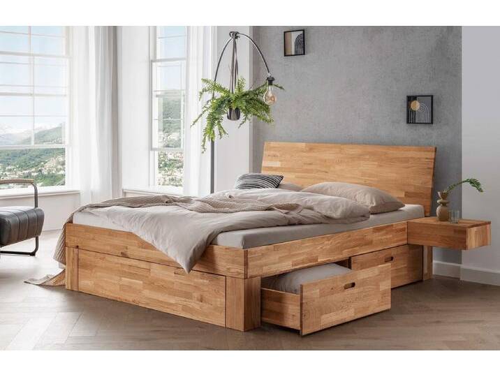 Bett mit 2 Schubkästen 'Grace' 140x200cm Wildeiche geölt von main-möbel