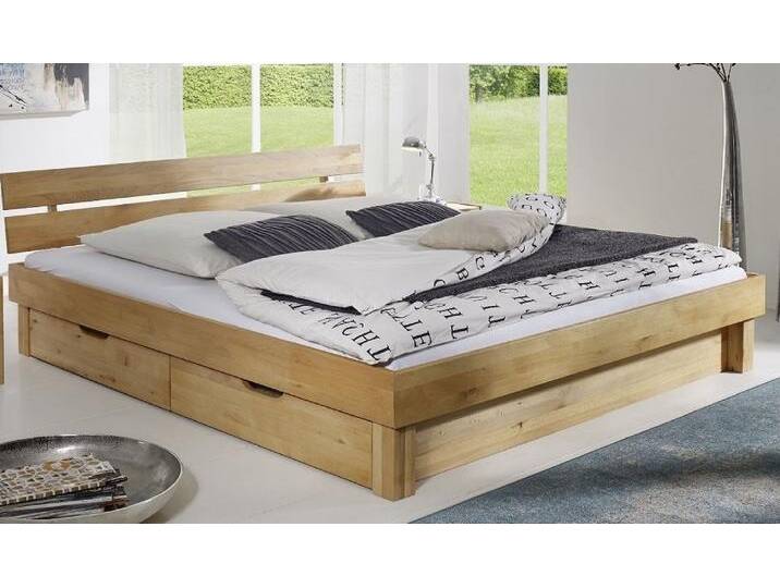Bett mit Bettkästen 'Lewis' 200x200cm Kernbuche geölt von main-möbel