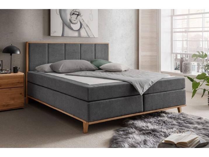 Boxspringbett 'Niklas' 180x200cm Eiche Stoff anthrazit von main-möbel