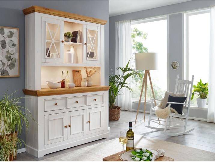 Buffet 3-trg. 'Zürich' Kiefer massiv weiß WZ-0133 von main-möbel