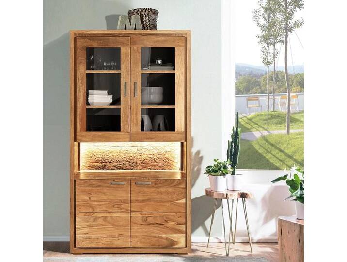 Buffet inkl.Beleuchtung 98x180cm 'Sadar' Akazie massiv von main-möbel