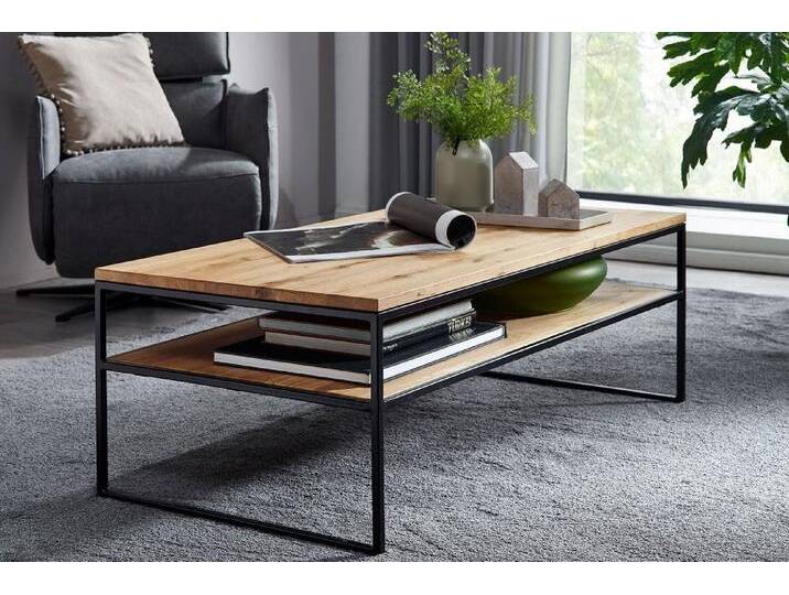 Couchtisch 110x60cm 'Hamburg' Wildeiche & Stahl schwarz von main-möbel