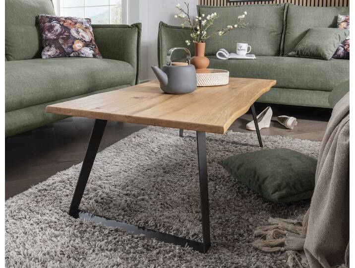 Couchtisch 110x60cm 'Lissabon' Wildeiche Stahl schwarz von main-möbel