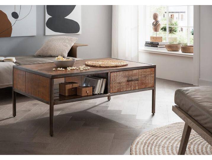 Couchtisch 110x70cm 'Compton' recyceltes Altholz & Eisen vintage von main-möbel