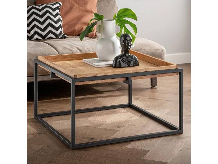 Couchtisch 70x70cm 'Lissabon' Wildeiche Stahl schwarz von main-möbel