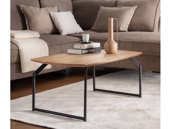 Couchtisch 90x60cm 'Lissabon' Wildeiche Stahl schwarz von main-möbel
