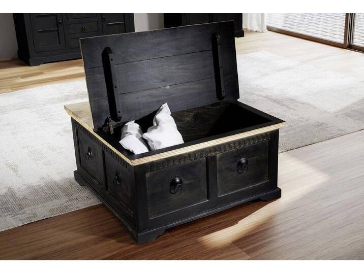 Couchtisch-Truhe 90x90cm 'Mumbai' Mango natur & schwarz von main-möbel