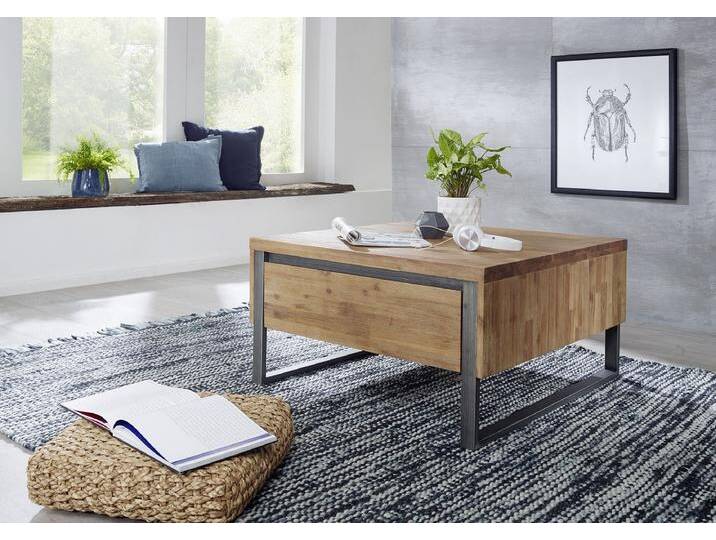 Couchtisch mit 2 SK 80x80cm 'Genua' Akazie gebürstet von main-möbel