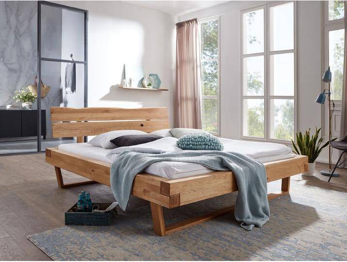 Doppelbett 160x200cm 'Silva' Wildeiche massiv geölt von main-möbel