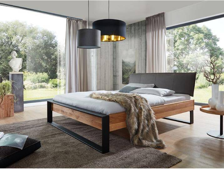 Doppelbett 'Milano' 180x200cm Wildeiche massiv von main-möbel