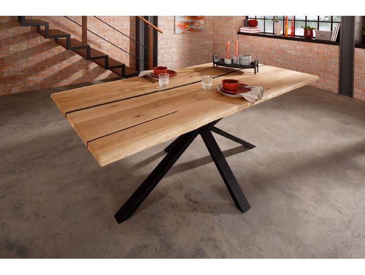 Epoxidharz Esstisch 160x90cm 'Chicago' Wildeiche massiv von main-möbel