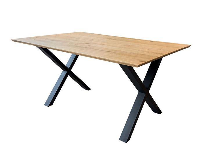 Esstisch 180x90cm 'Konin' Wildeiche massiv & X-Gestell von main-möbel