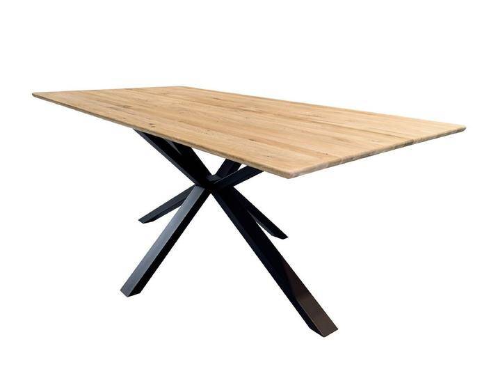 Esstisch 200x100cm 'Konin' Wildeiche massiv & Stern-Gestell von main-möbel