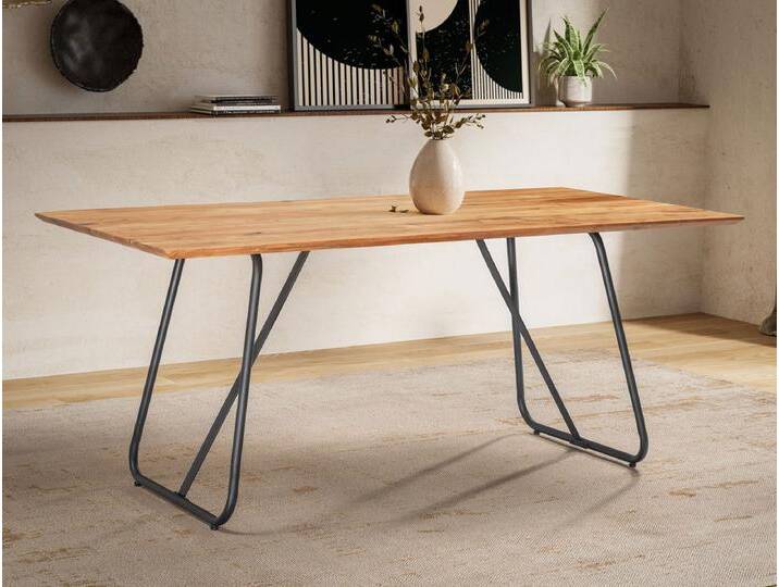 Esstisch 'Kanpur' 160x90cm Akazie & Eisen schwarz von main-möbel